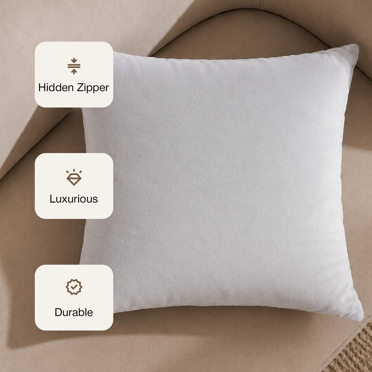 Fort Royal - Velvet Solid Dye Cushion Cover (White)