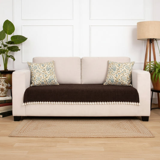 Chenille Solid Brown Sofa CoverChenille Solid Brown Sofa Cover