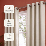 Fort Essential Embossed - Eyelet Black Backing Blackout Curtain (Off White)