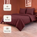 Breton Mellow - Satin Striped Duvet Cover (Maroon)