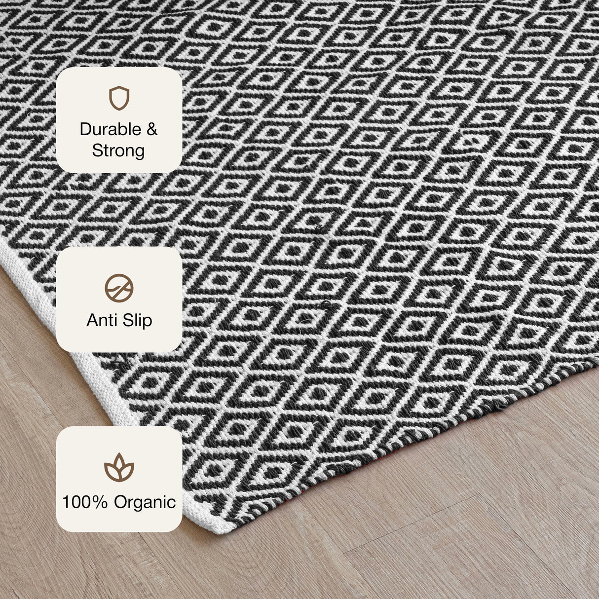 Tessitura Confetti - Diamond Cotton Rug (Grey & White)