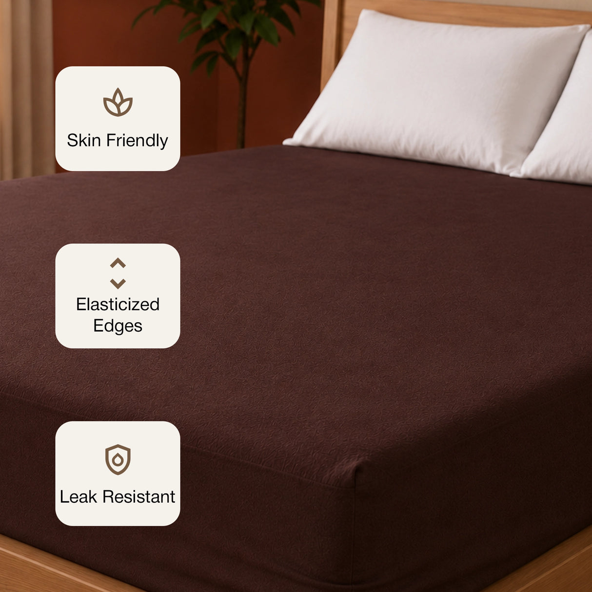 Fort - Terry Solid Mattress Protector (Brown)