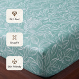 Imprimer Itsy-Bitsy - Leaf Printed Fitted Bedsheet (Aqua Blue)