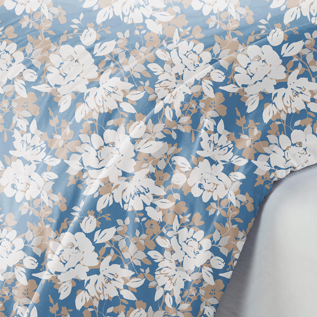 Blossom Haze - Floral Duvet Cover (Blue)