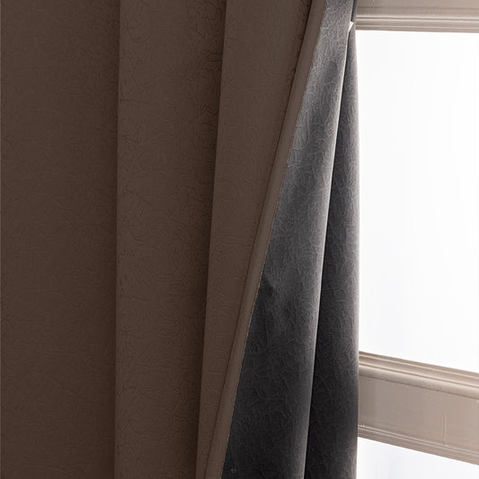 Fort Essential Abstract - Eyelet Black Backing Blackout Curtain (Brown)Fort Essential Abstract - Eyelet Black Backing Blackout Curtain (Brown)