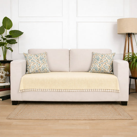 Chenille Solid Beige Sofa CoverChenille Solid Beige Sofa Cover