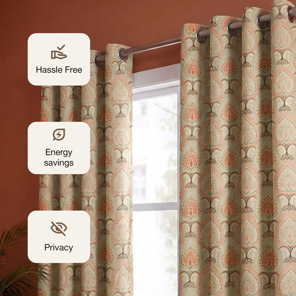 Imprimer Floral - Digital Printed Blackout Curtain (Green & Pink)