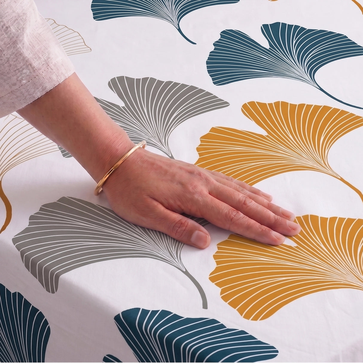 Imprimer Ginkyo - Floral Printed Bedsheet (Mustard & Grey)