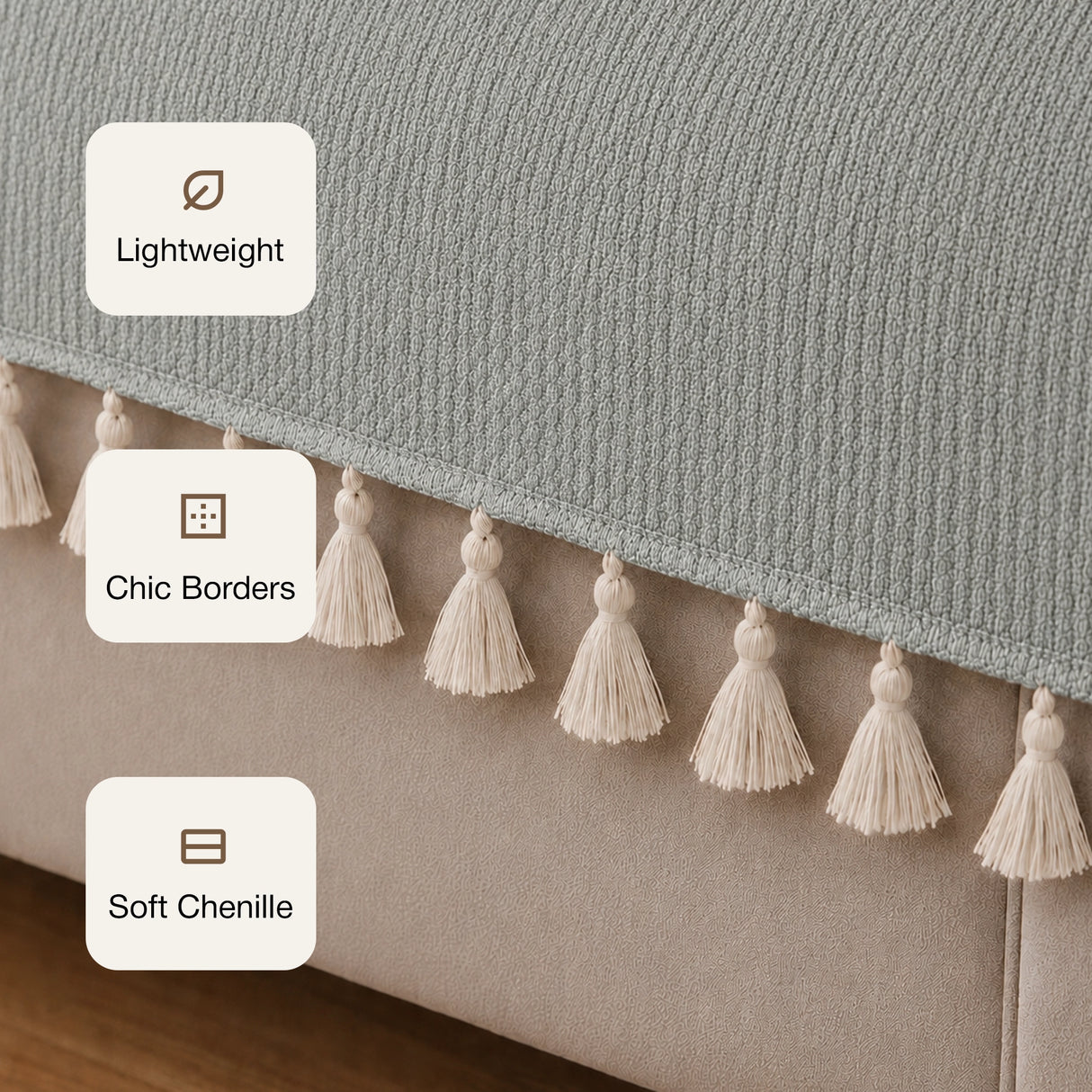 Chenille Silver Grey Sofa Cover