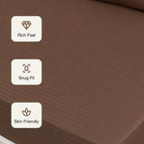 Breton Drift - Satin Stripes Fitted Bedsheet (Brown)