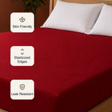Fort - Terry Solid Mattress Protector (Maroon)