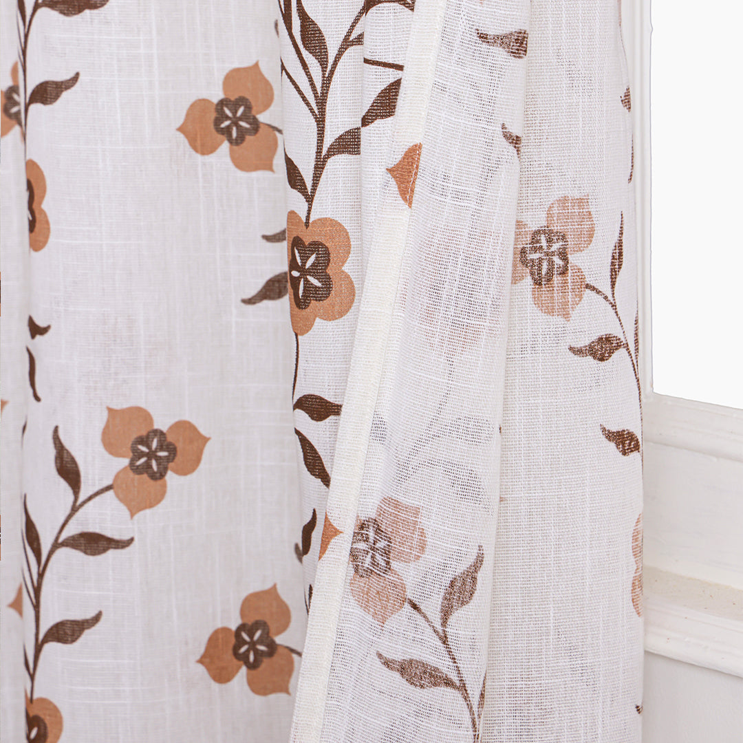 White Floral Velora Wines Rod Pocket Duck Curtain