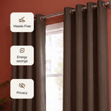Fort Essential Embossed - Eyelet Black Backing Blackout Curtain (Brown)