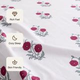 Imprimer Vignette - Floral Printed Bedsheet (Red)