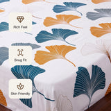 Imprimer Ginkyo - Floral Printed Fitted Bedsheet (Mustard & Grey)