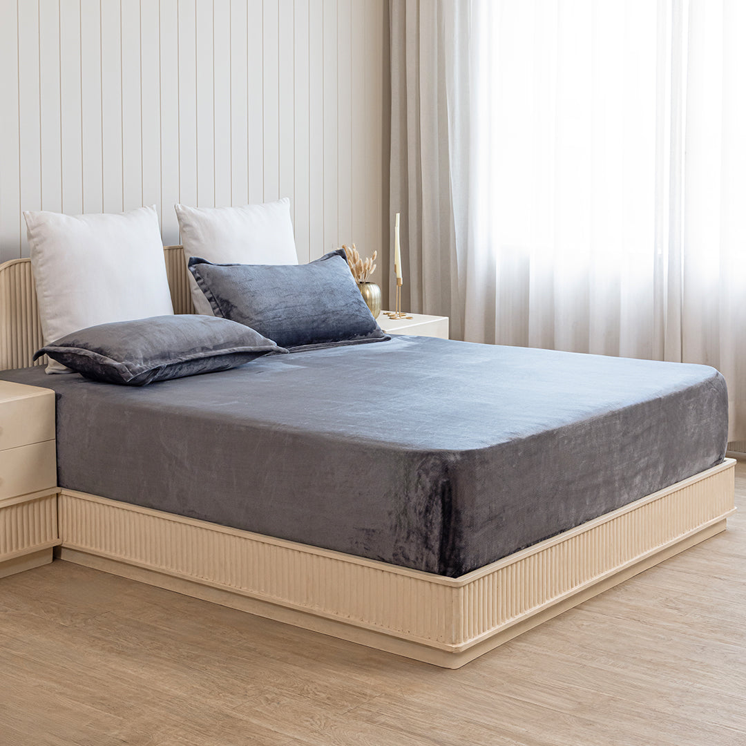 Homemonde Lightweight - Fleece Fitted Bedsheet (Grey)