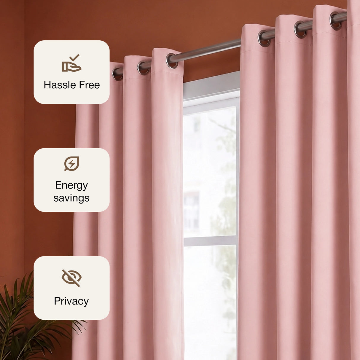 Fort Essential - Black Backing Solid Blackout Curtain (Peach)