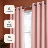 Fort Essential - Black Backing Solid Blackout Curtain (Peach)