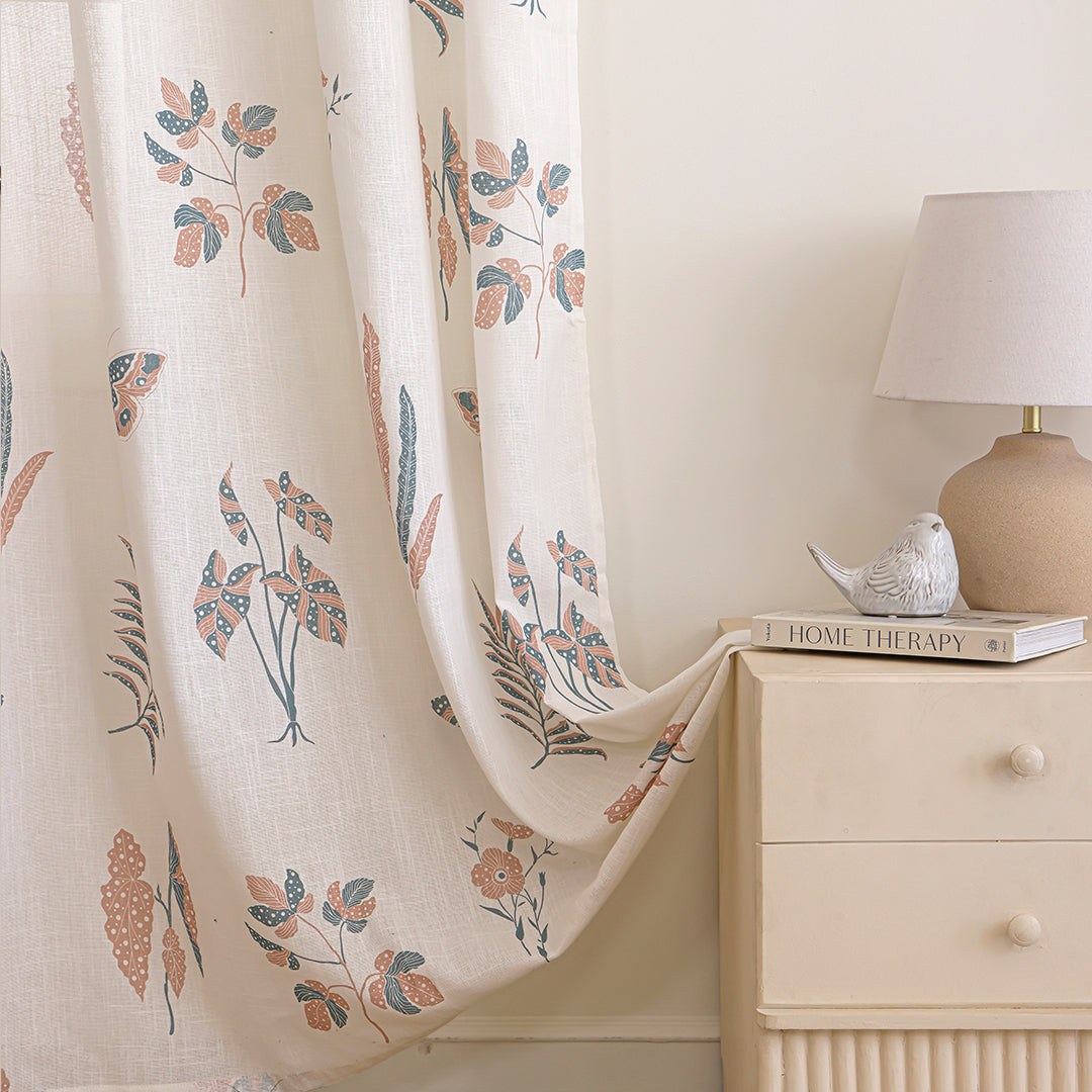 White Lunaria Garden Eyelet Duck Curtain