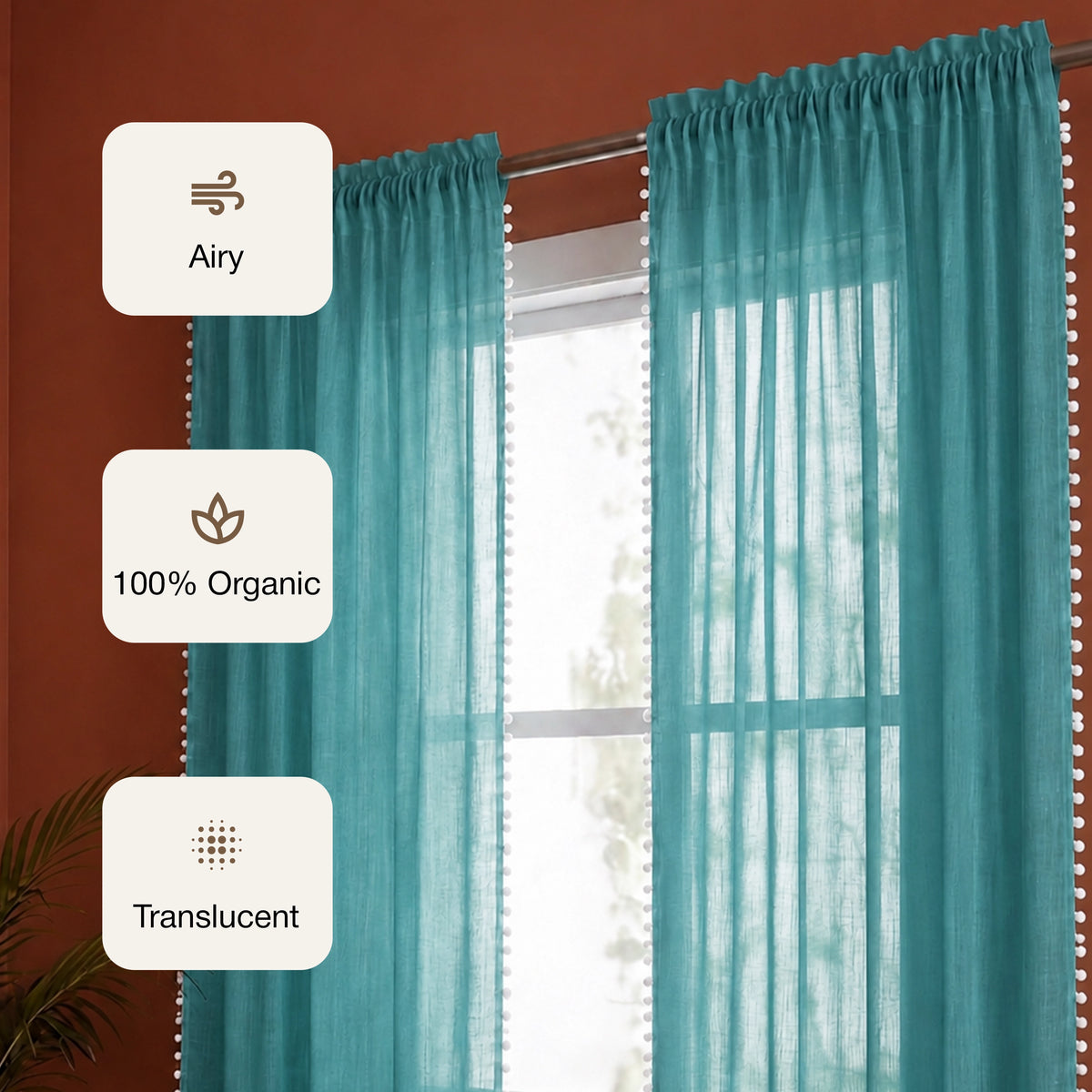 Fort Handpicked Breeze - Rod Pocket Blue Sheer Curtain