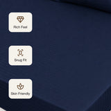 Breton Drift - Satin Stripes Fitted Bedsheet (Dark Blue)