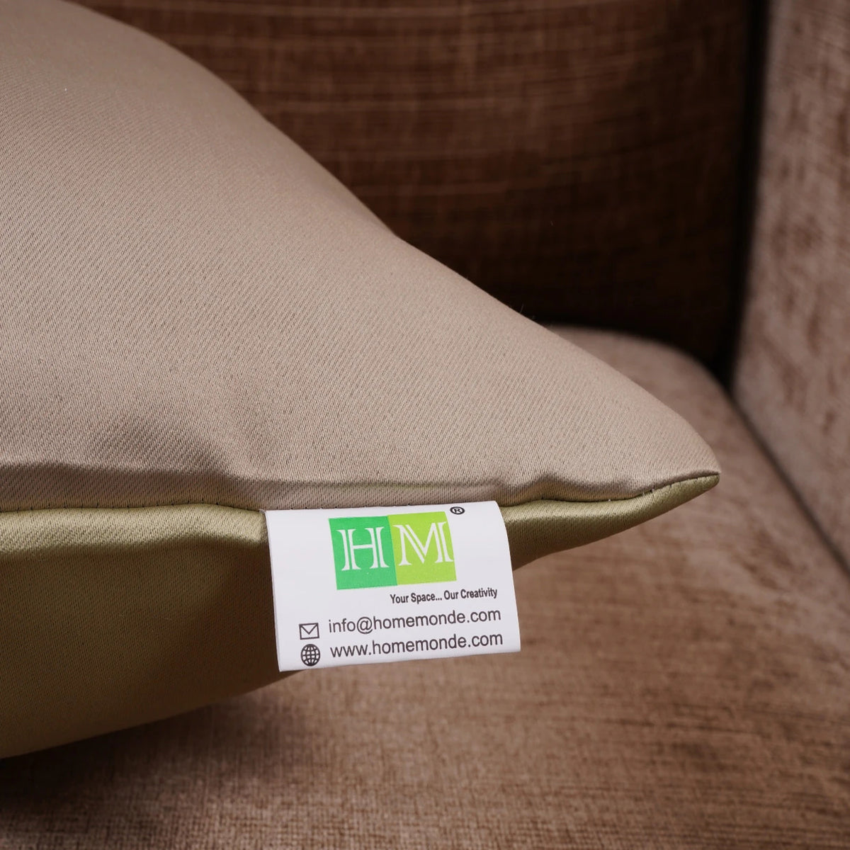 Double Color Pattern Cushion Cover (Beige & Olive)
