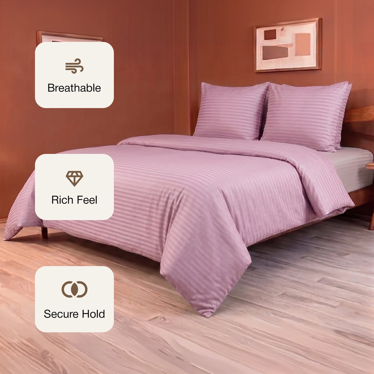 Breton Mellow - Satin Striped Duvet Cover (Pink)