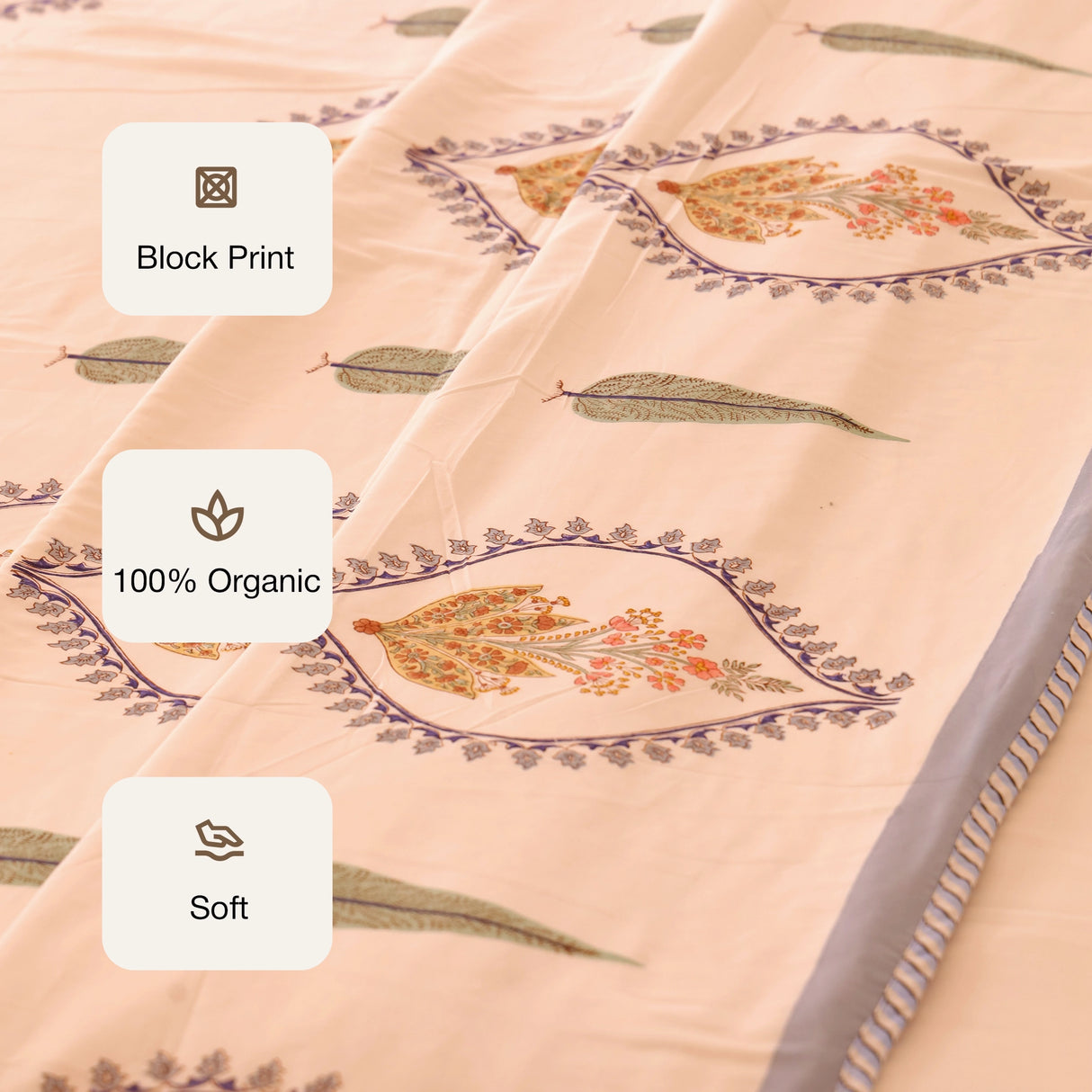 Saffron Buta - Handblock Dohar