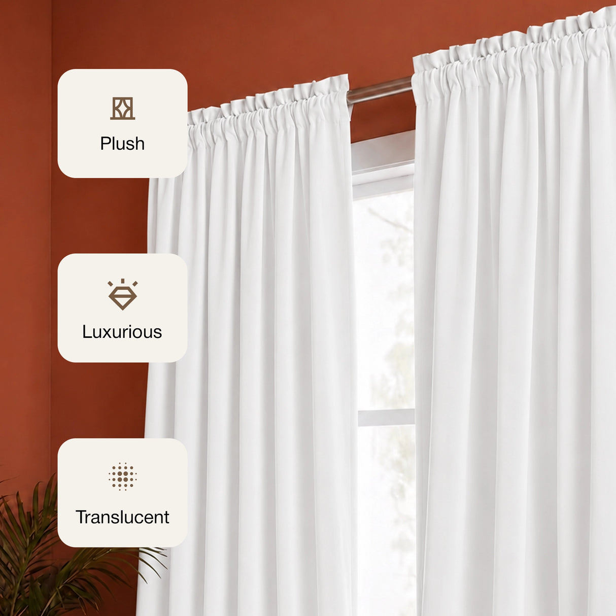 Fort Royal - Rod Pocket Velvet Curtain (White)