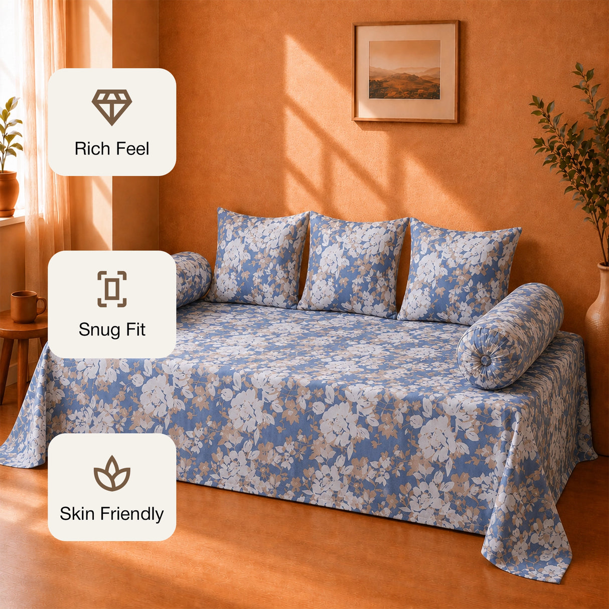 Blossom Haze Multicolor Diwan Cover Set