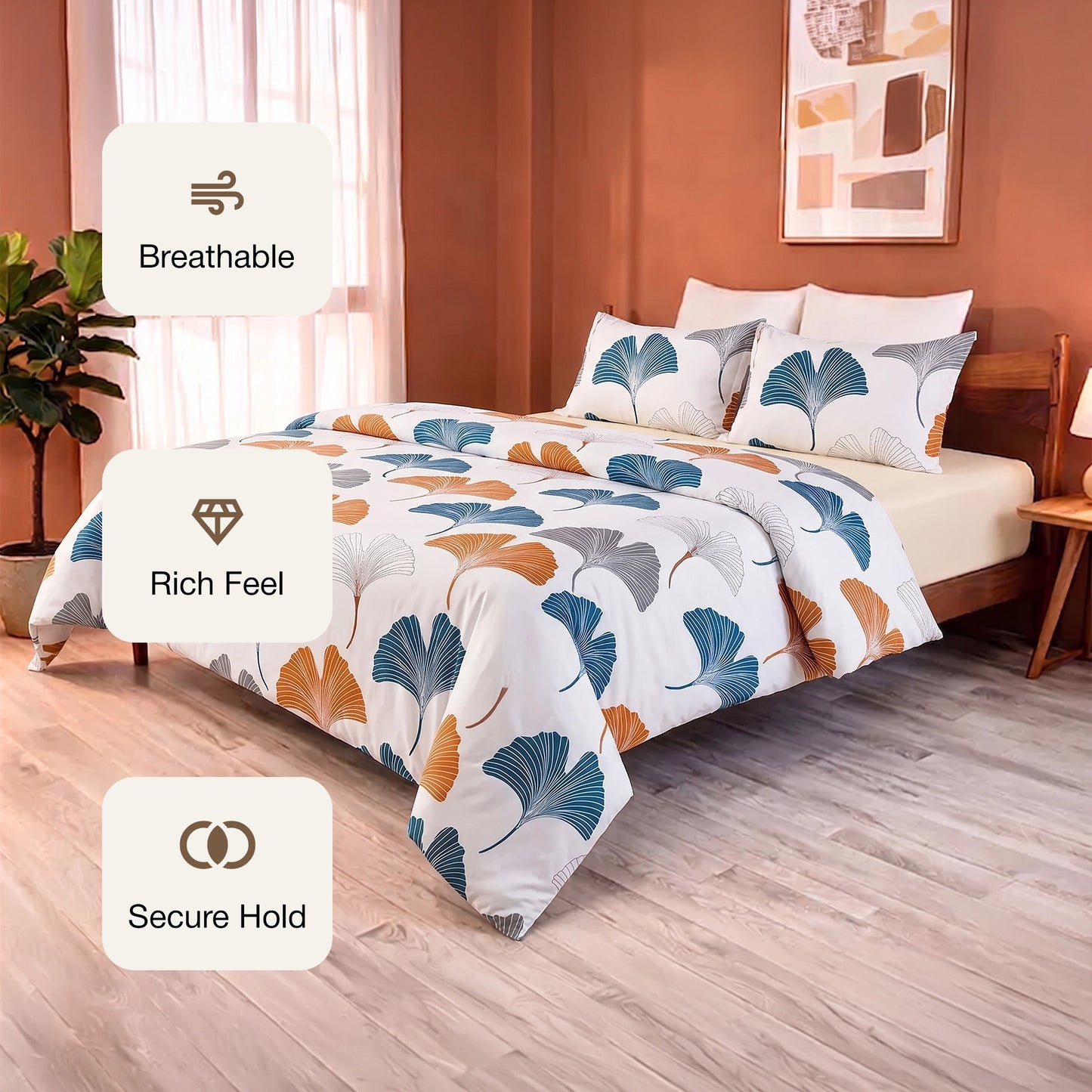 Imprimer Ginkyo - Printed Duvet Cover (Mustard & Grey)