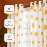 Yellow Sunflower Printed Eyelet Duck Curtain