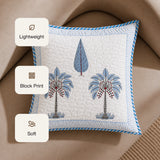 Ombre Lupine - Hand Block Print Quilted Cushion Cover (Blue)