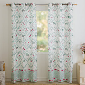 Island Trellis Eyelet Handblock Printed duck Curtain