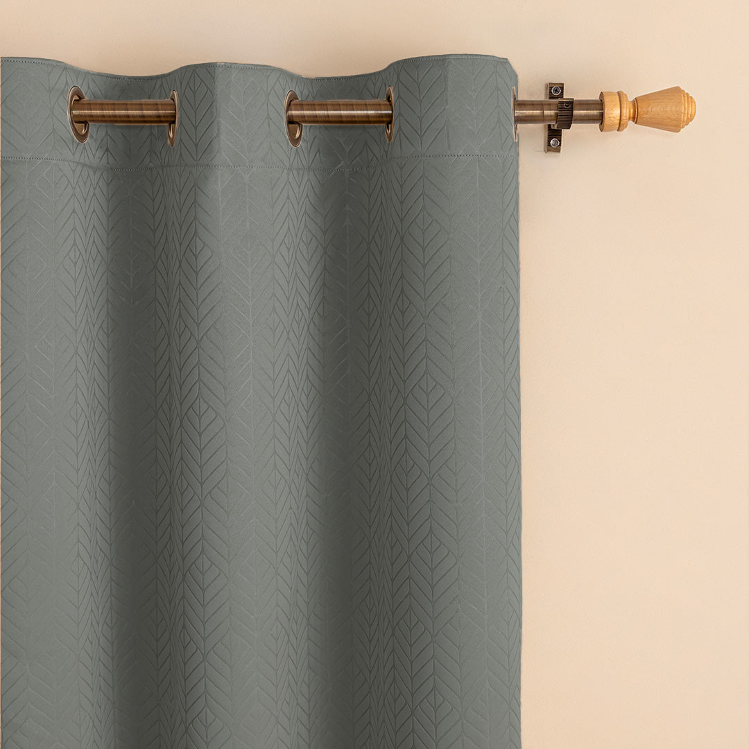 Fort Essential Embossed - Eyelet Black Backing Blackout Curtain (Grey)