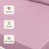 Breton Drift - Satin Stripes Fitted Bedsheet (Baby Pink)