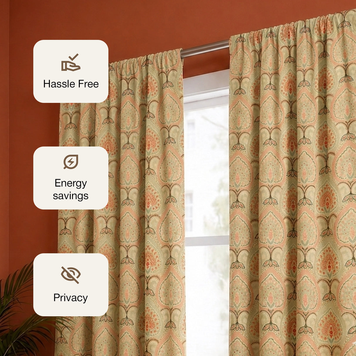 Imprimer Floral - Rod Pocket DP Blackout Curtain (Green & Pink)