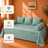 Aqua Blue Floral Diwan Cover Set