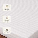 Breton Drift - Satin Stripes Fitted Bedsheet (White)