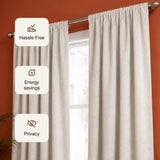 Fort Essential Abstract - Rod Pocket Black Backing Blackout Curtain (Off White)