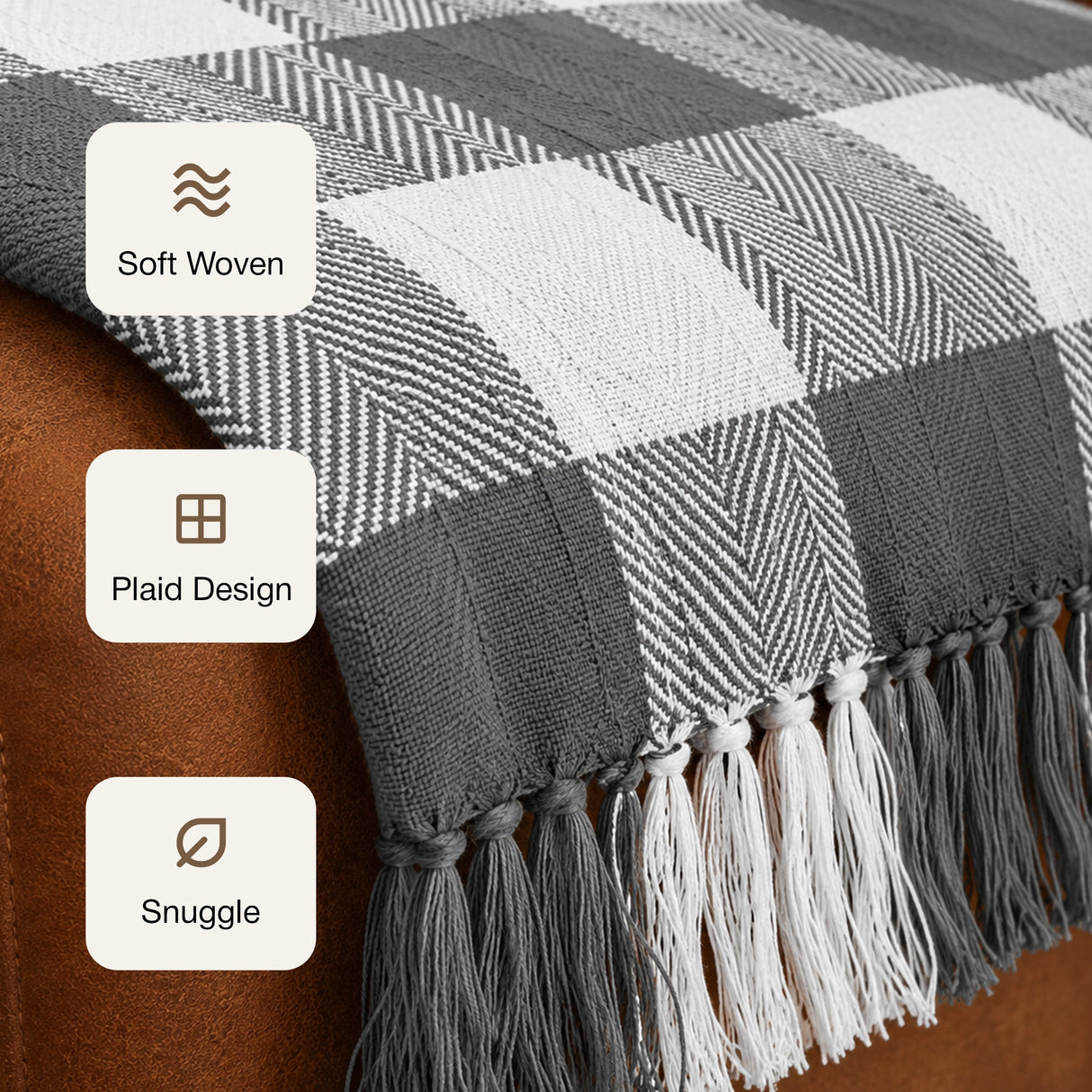 Breton Grey Harlequin - Plaid Woven Throw