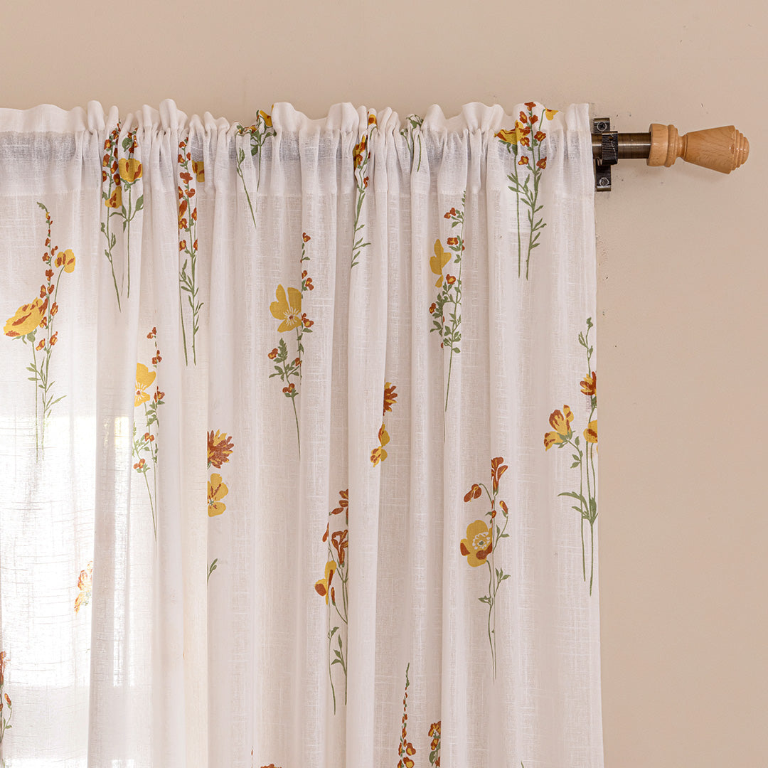 Opulent Bloom Printed Rod Pocket Sheer Curtain