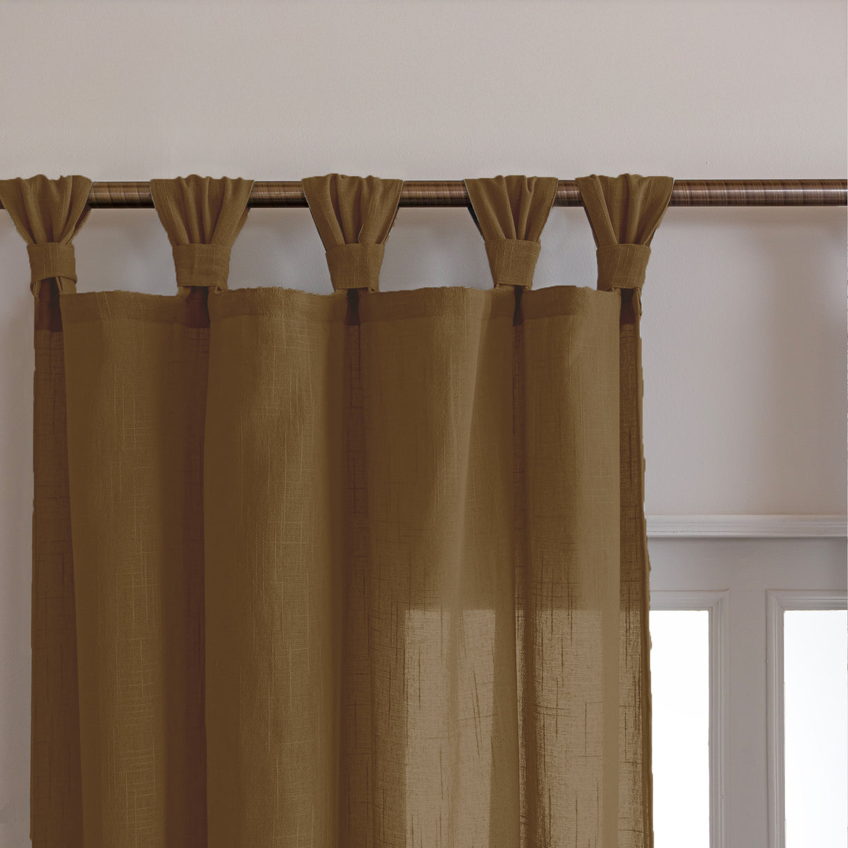 Fort Absolute - Twist Tab Top Sheer Curtain (Dark Brown)