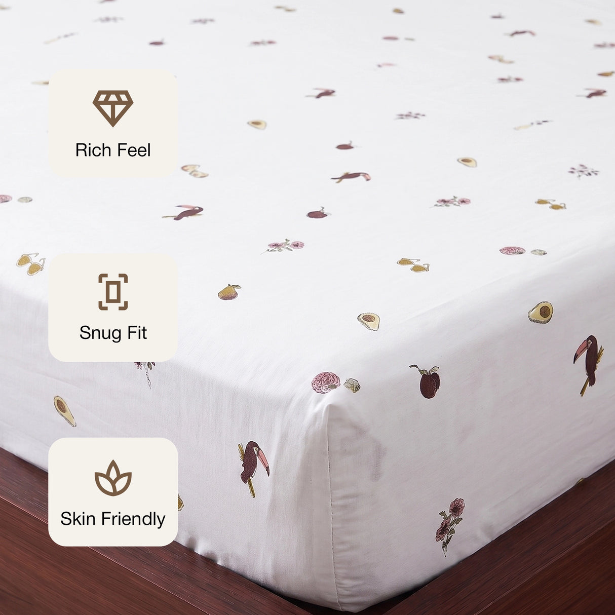 Imprimer Medley - Cartoon Printed Fitted Bedsheet (Multicolor)