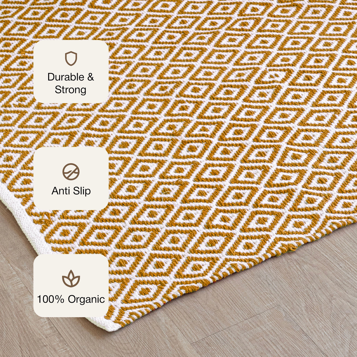 Tessitura Confetti - Diamond Cotton Rug (Mustard & White)