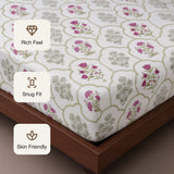 Spring Buds Pink - White Floral Fitted Sheet