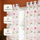 Pink Floral Printed Eyelet Duck Curtain