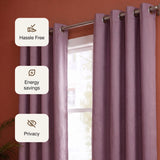 Fort Essential Embossed - Eyelet Black Backing Blackout Curtain (Lilac)