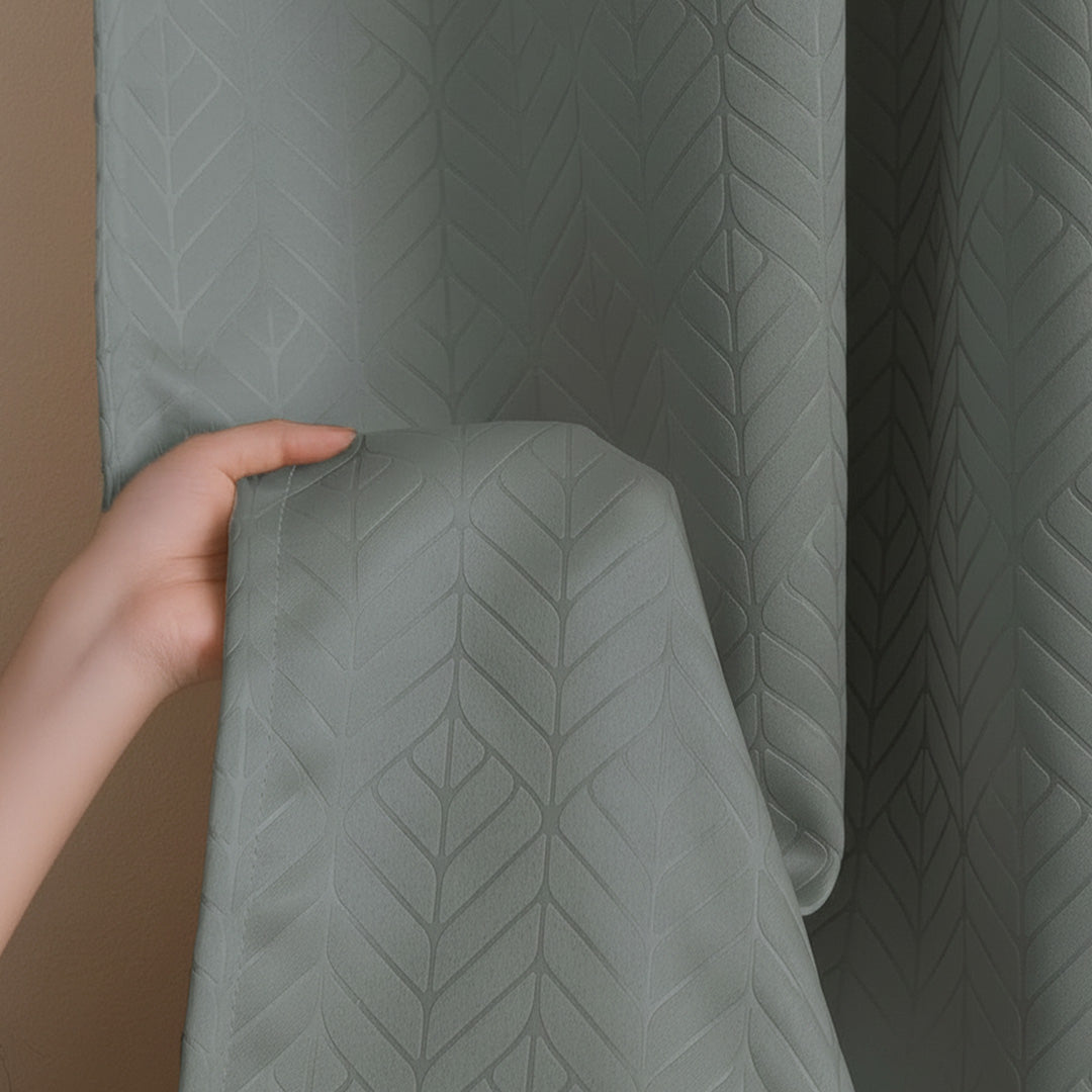 Fort Essential Embossed - Rod Pocket Black Backing Blackout Curtain (Grey)