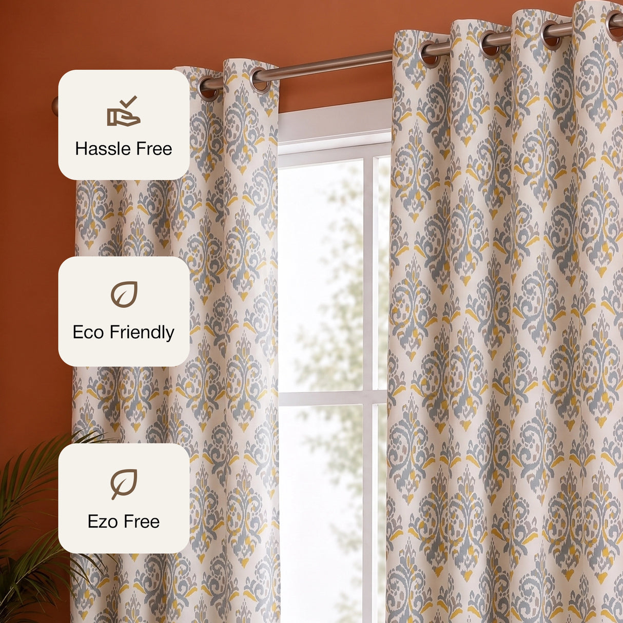 Imprimer Ikat - Printed Semi Blackout Curtain (Yellow)